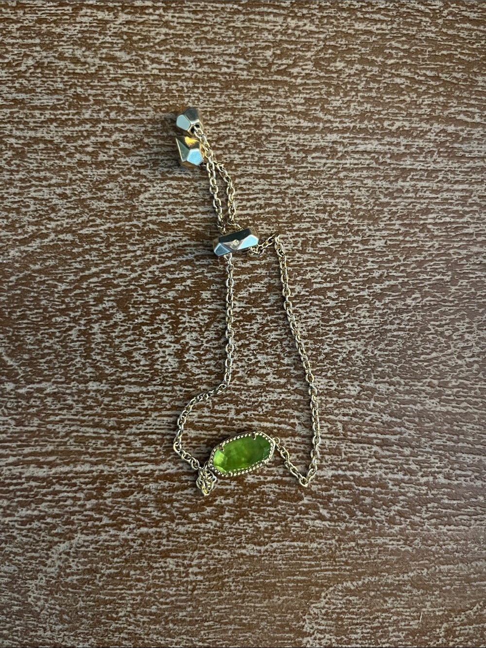 Kendra Scott Gold Chain Bracelet with Lime-Green Stone
